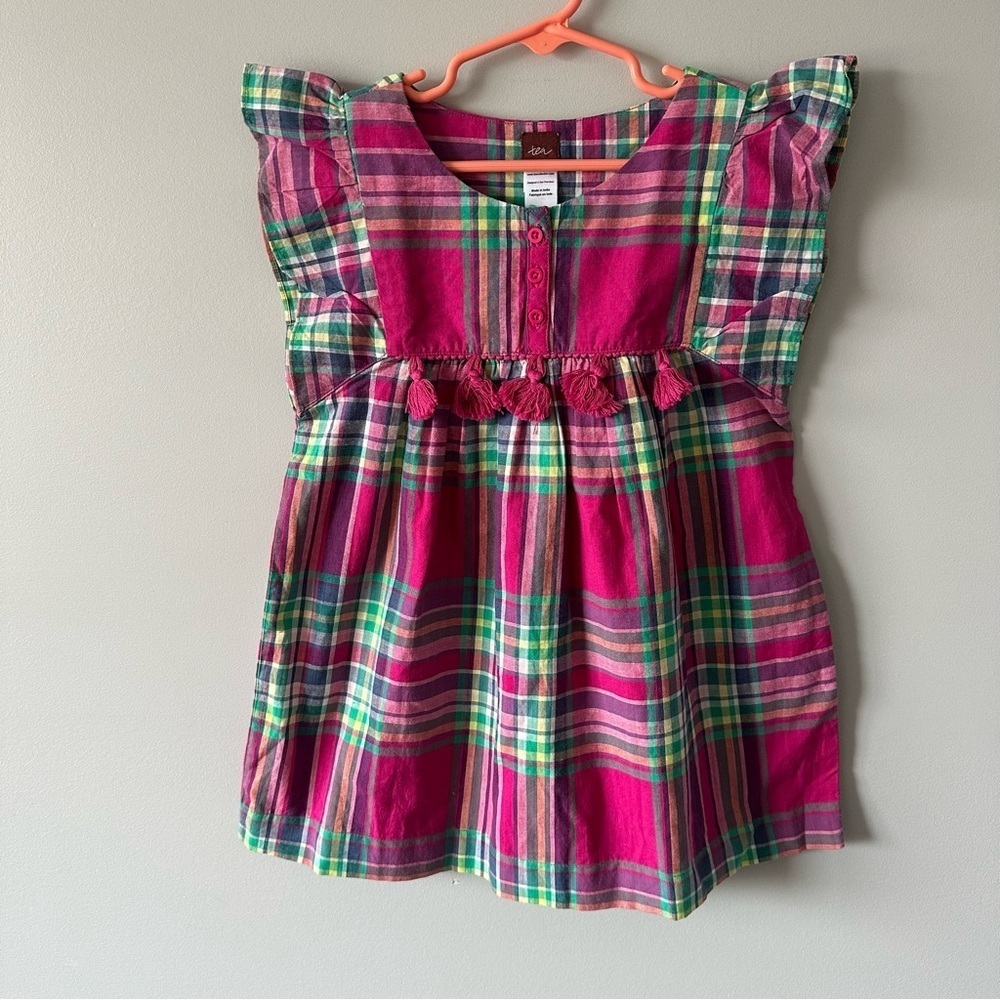 TEA COLLECTION Lucknow Plaid Tunic Dress - Orchid Girls 4